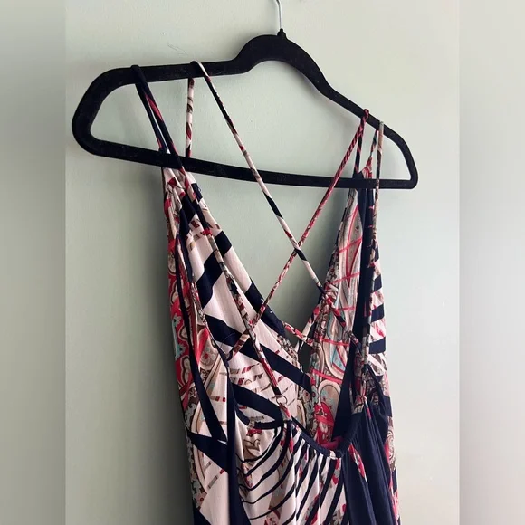 Strappy V-Neck Maxi Dress in Navy and Blush - Picture 5 of 6